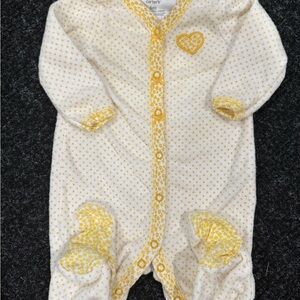 Carter's White and Yellow Heart Footie